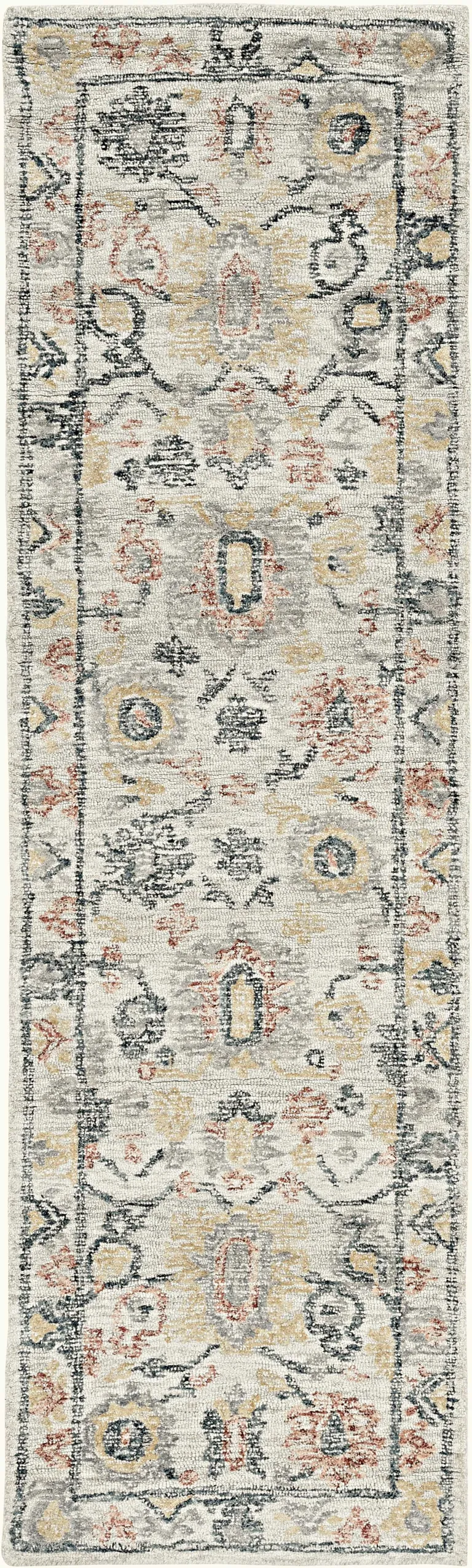 Ivory Hand Tufted Space Dyed Floral Traditional Indoor Runner Rug Photo 2