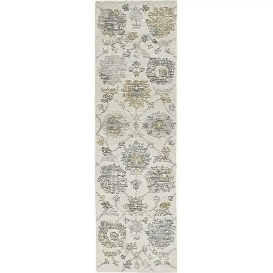 Ivory Hand Tufted Space Dyed Traditional Floral Indoor Area Rug Photo 1