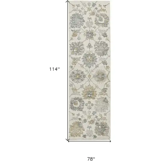 Ivory Hand Tufted Space Dyed Traditional Floral Indoor Area Rug Photo 3