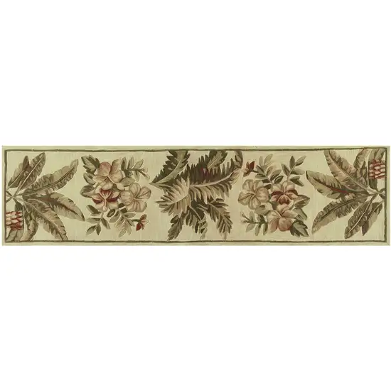 Ivory Hand Tufted Tropical Indoor Runner Rug Photo 2