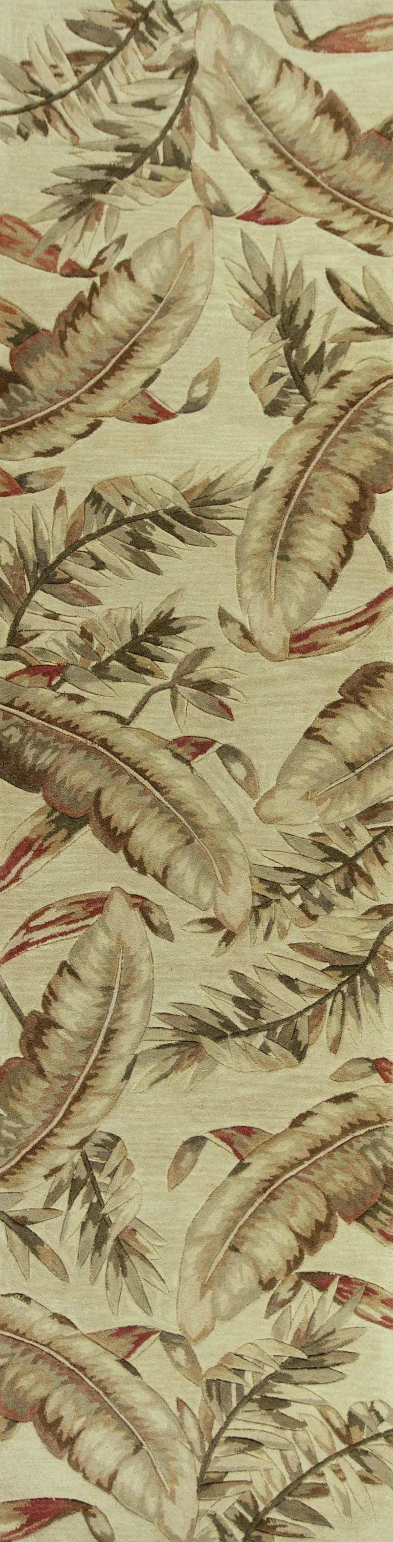 Ivory Hand Tufted Tropical Leaves Indoor Area Rug Photo 1