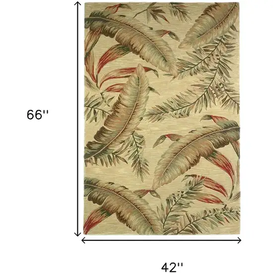 4'X6' Ivory Hand Tufted Tropical Leaves Indoor Area Rug Photo 5