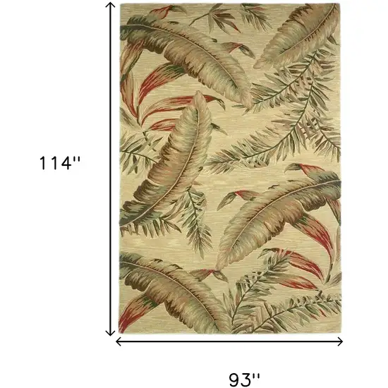 8'X10' Ivory Hand Tufted Tropical Leaves Indoor Area Rug Photo 5