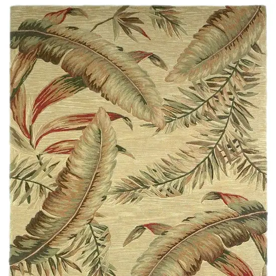 Ivory Hand Tufted Tropical Leaves Indoor Area Rug Photo 5