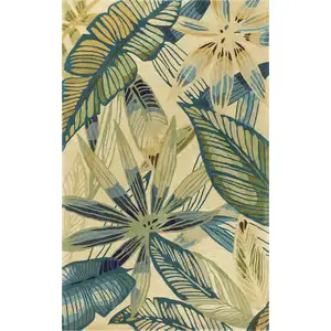 Photo of Ivory Hand Tufted Tropical Leaves Indoor Runner Rug