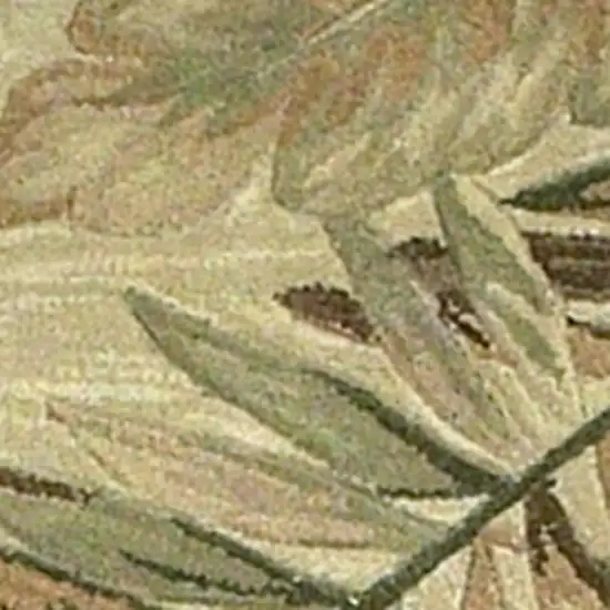 10' Ivory Hand Tufted Tropical Leaves Indoor Runner Rug Photo 3