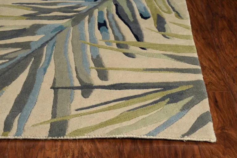 Ivory Hand Tufted Tropical Palms Indoor Area Rug Photo 3