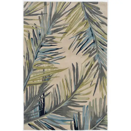 Ivory Hand Tufted Tropical Palms Indoor Area Rug Photo 1