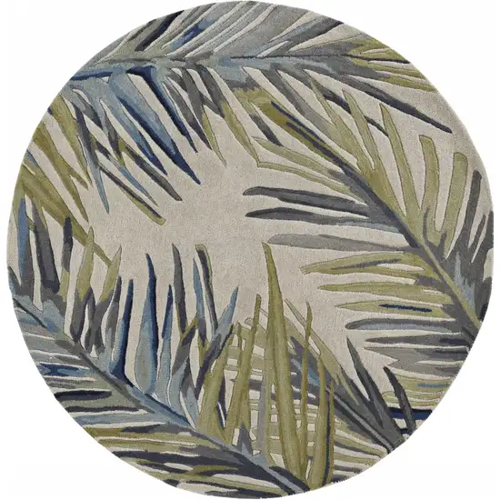 Ivory Hand Tufted Tropical Palms Indoor Area Rug Photo 1