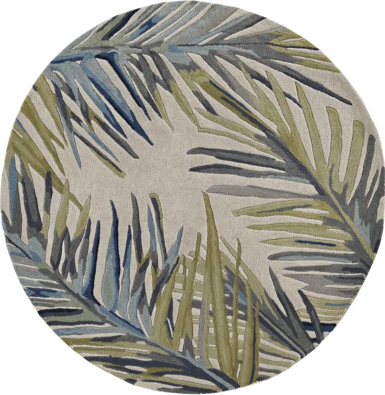 Ivory Hand Tufted Tropical Palms Indoor Area Rug Photo 2