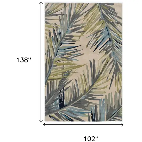 Ivory Hand Tufted Tropical Palms Indoor Area Rug Photo 3