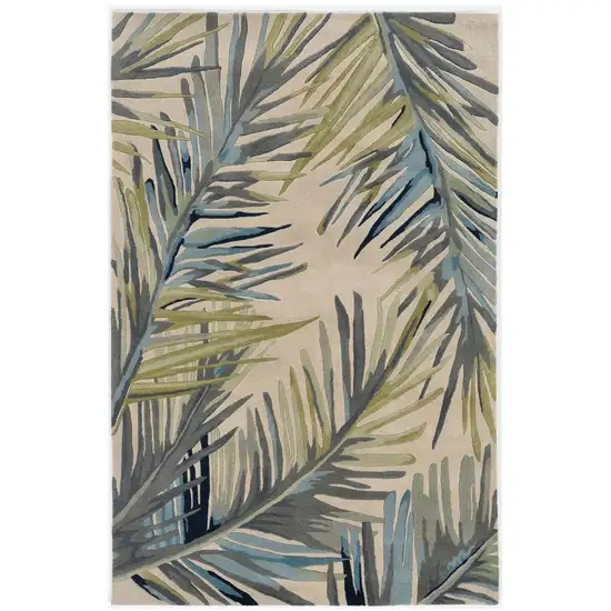 Ivory Hand Tufted Tropical Palms Indoor Area Rug Photo 2