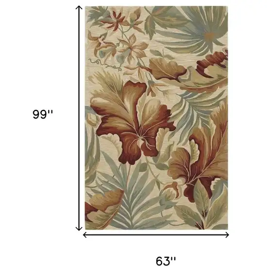 Ivory Hand Tufted Tropical Plants Indoor Area Rug Photo 3