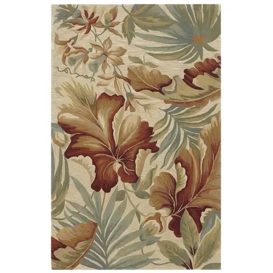 Ivory Hand Tufted Tropical Plants Indoor Area Rug Photo 2