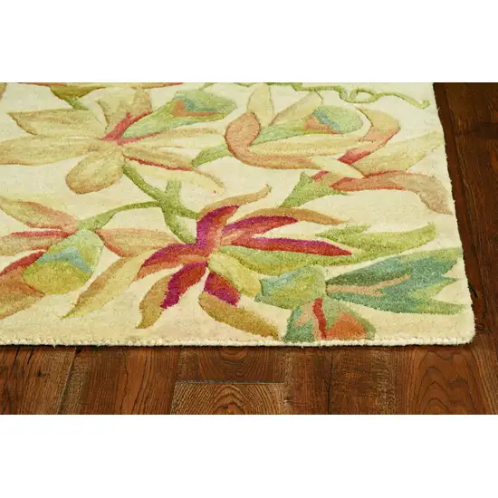 Ivory Hand Tufted Tropical Plants Round Indoor Area Rug Photo 3