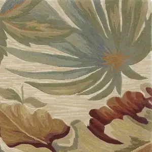 Photo of Ivory Hand Tufted Tropical Plants Round Indoor Area Rug