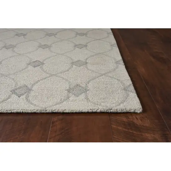 Ivory Hand Tufted Wool Ogee Indoor Area Rug Photo 5