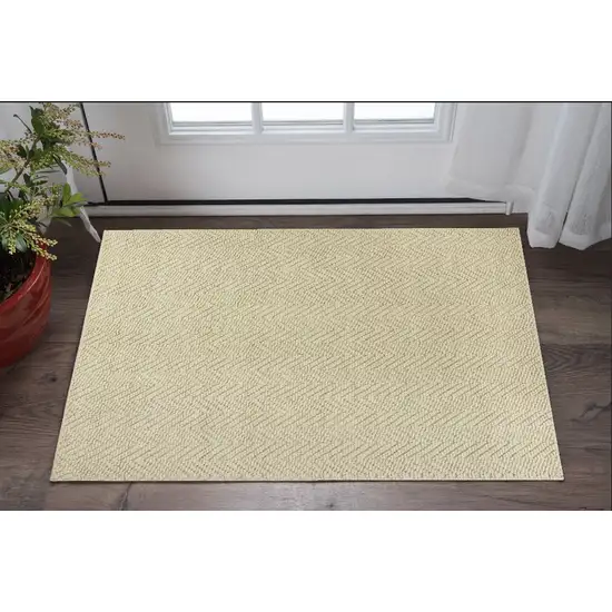 2' X 4' Ivory Hand Woven Herringbone Jute Indoor Accent Rug Photo 1