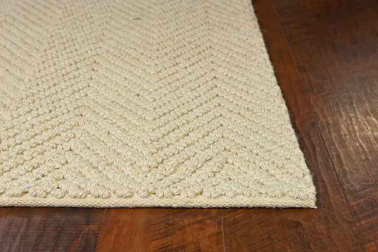 Ivory Hand Woven Herringbone Jute Indoor Accent Rug Photo 3