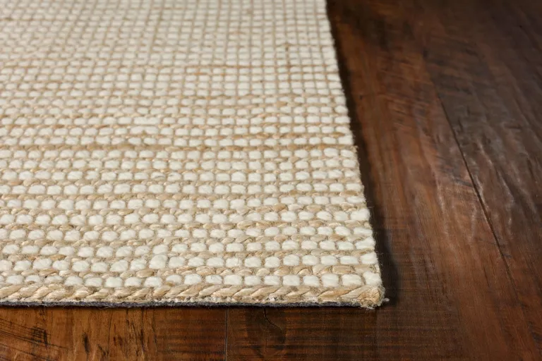 Ivory Hand Woven Jute And Wool Indoor Area Rug Photo 4