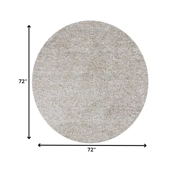 Ivory Heather Round Indoor Shag Rug Photo 2