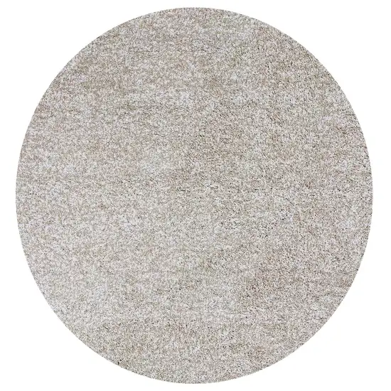 Ivory Heather Round Indoor Shag Rug Photo 1