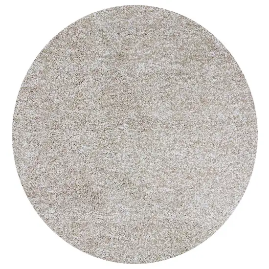 Ivory Heather Round Indoor Shag Rug Photo 3