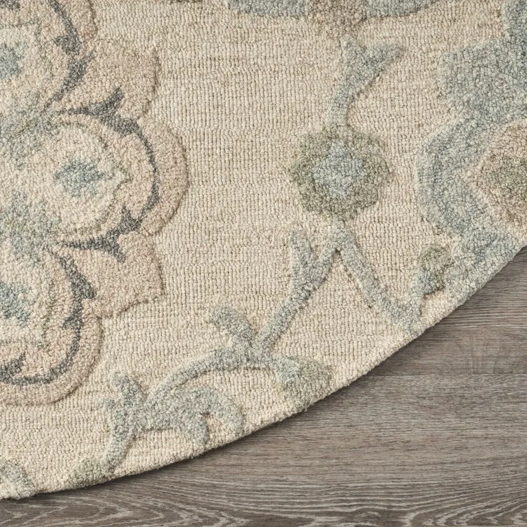 Ivory Intricate Floral Area Rug Photo 3