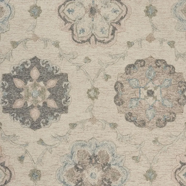 Ivory Intricate Floral Area Rug Photo 2