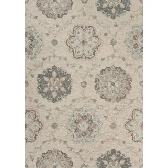 Ivory Intricate Floral Area Rug Photo 1