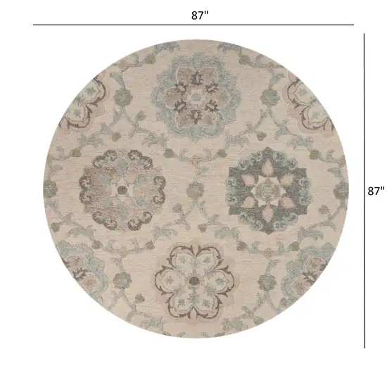 Ivory Intricate Floral Area Rug Photo 6