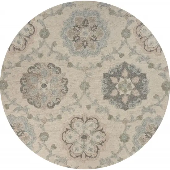 Ivory Intricate Floral Area Rug Photo 1