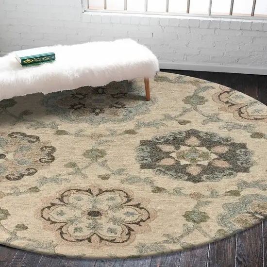 Ivory Intricate Floral Area Rug Photo 8