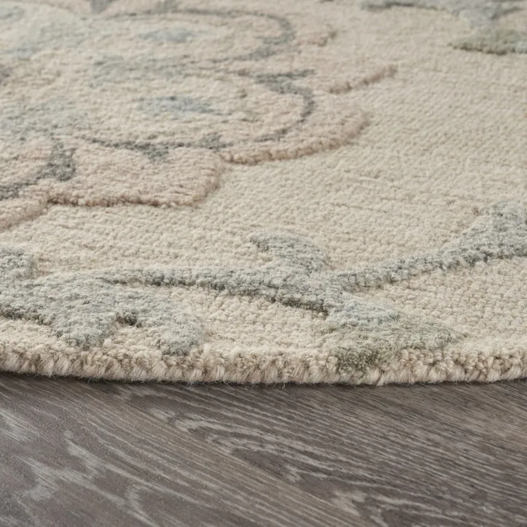 Ivory Intricate Floral Area Rug Photo 5