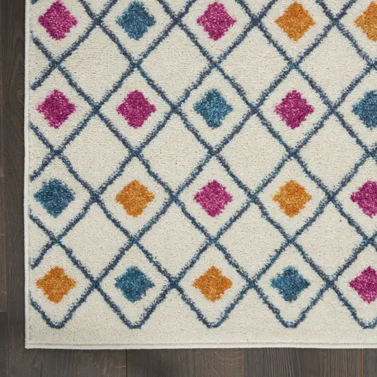 Blue And Ivory Geometric Dhurrie Area Rug Photo 3