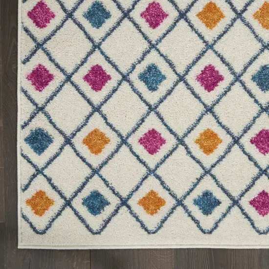 Ivory And Blue Geometric Area Rug Photo 3