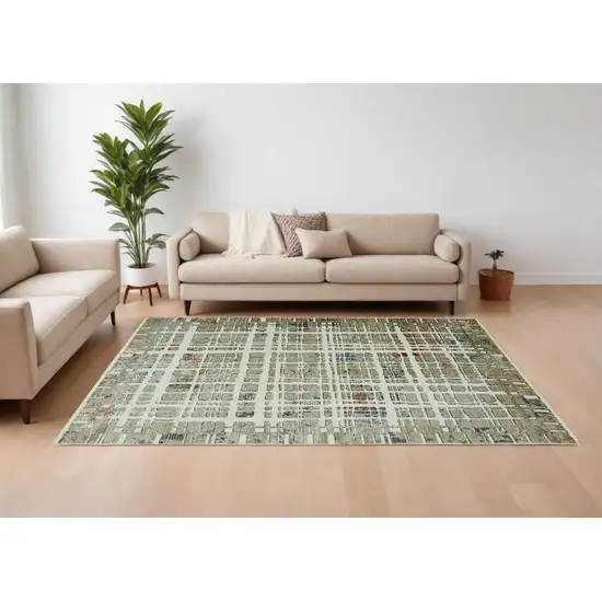 Ivory Abstract Area Rug Photo 1