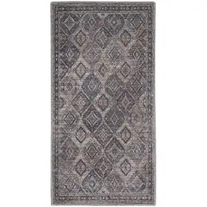 Photo of Ivory Latte Oriental Power Loom Distressed Washable Area Rug