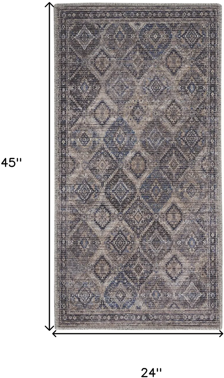 Ivory Latte Oriental Power Loom Distressed Washable Area Rug Photo 5