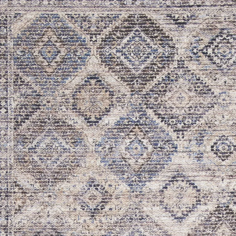 Ivory Latte Oriental Power Loom Distressed Washable Runner Rug Photo 3