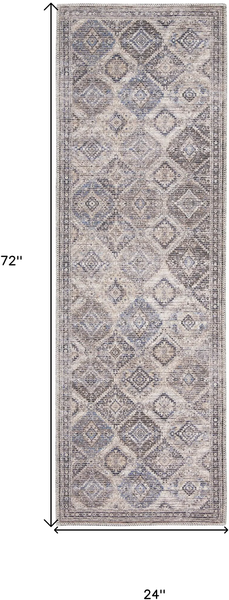 Ivory Latte Oriental Power Loom Distressed Washable Runner Rug Photo 5