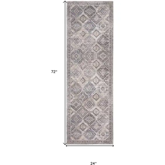 Ivory Latte Oriental Power Loom Distressed Washable Runner Rug Photo 5