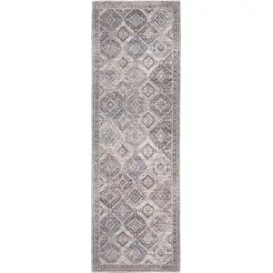 Photo of Ivory Latte Oriental Power Loom Distressed Washable Runner Rug