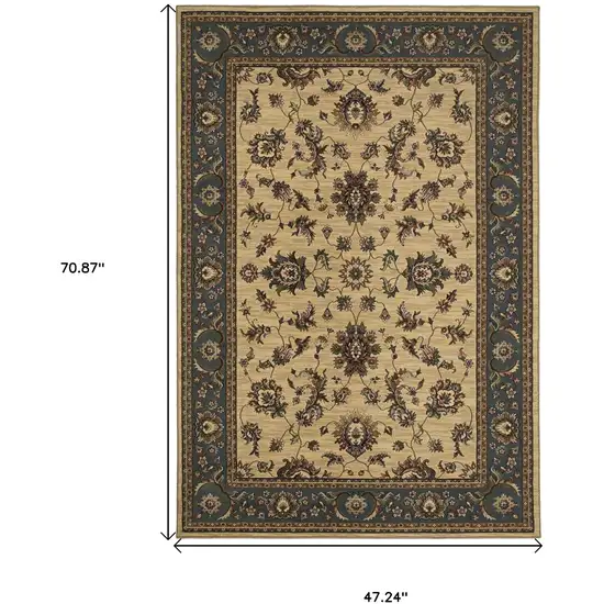 Ivory Light Blue And Brown Oriental Area Rug Photo 3