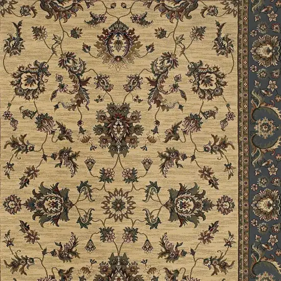 Ivory Light Blue And Brown Oriental Area Rug Photo 4