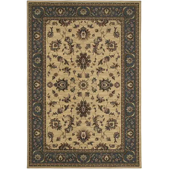 Ivory Light Blue And Brown Oriental Area Rug Photo 2