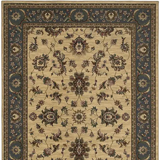 Ivory Light Blue And Brown Oriental Area Rug Photo 5