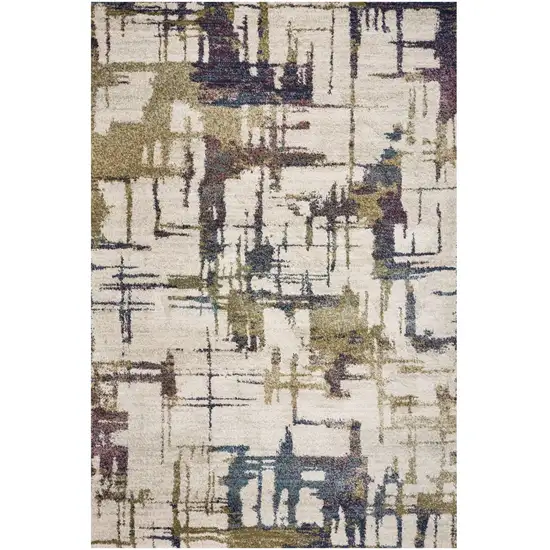 Ivory Machine Woven Abstract Brushstrokes Indoor Area Rug Photo 1