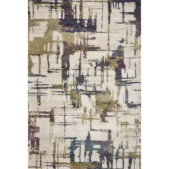 Ivory Machine Woven Abstract Brushstrokes Indoor Area Rug Photo 1