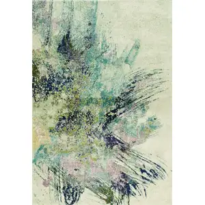 Photo of Ivory Machine Woven Abstract Splatter Indoor Runner Rug